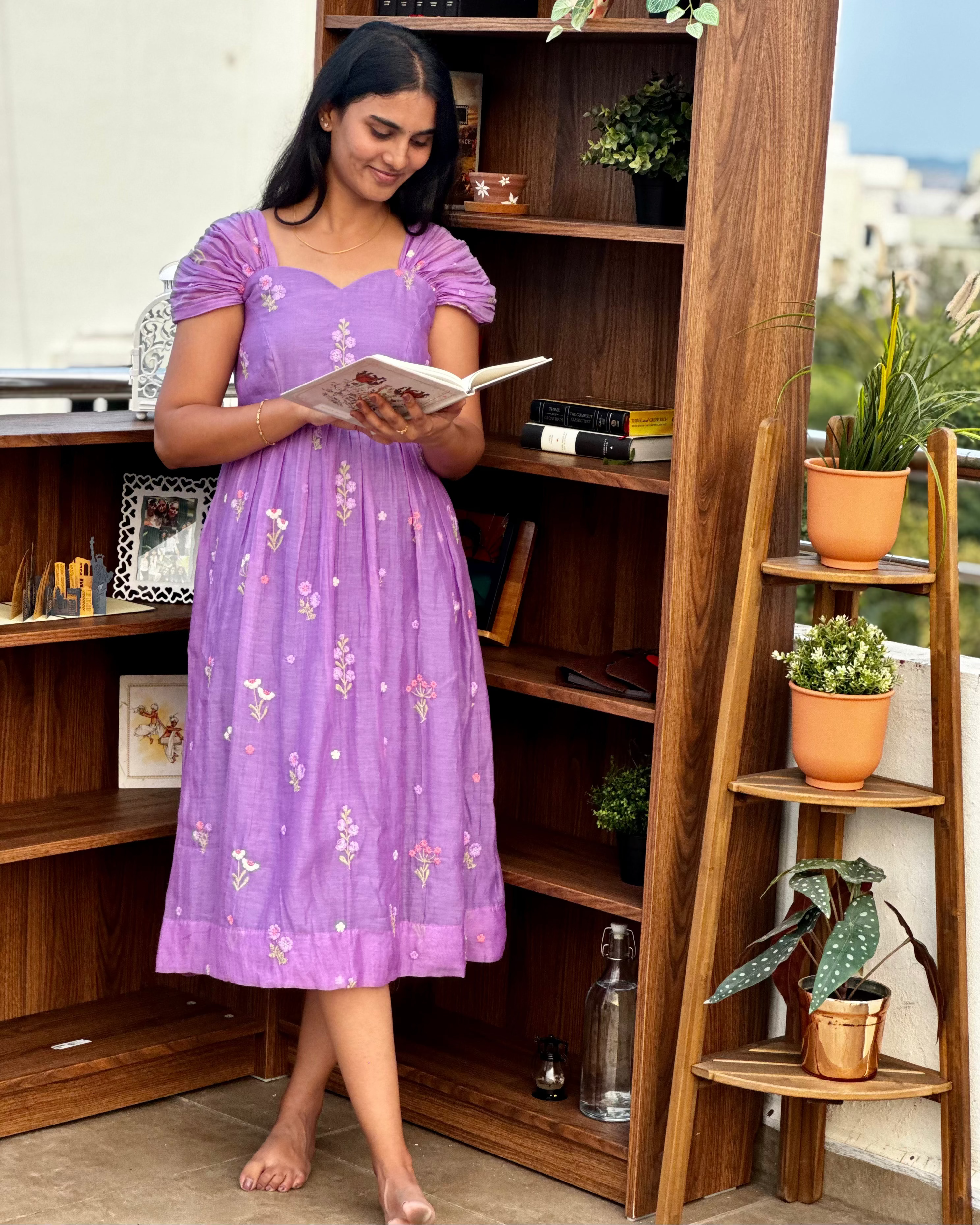Kavya – Purple Chanderi Dress