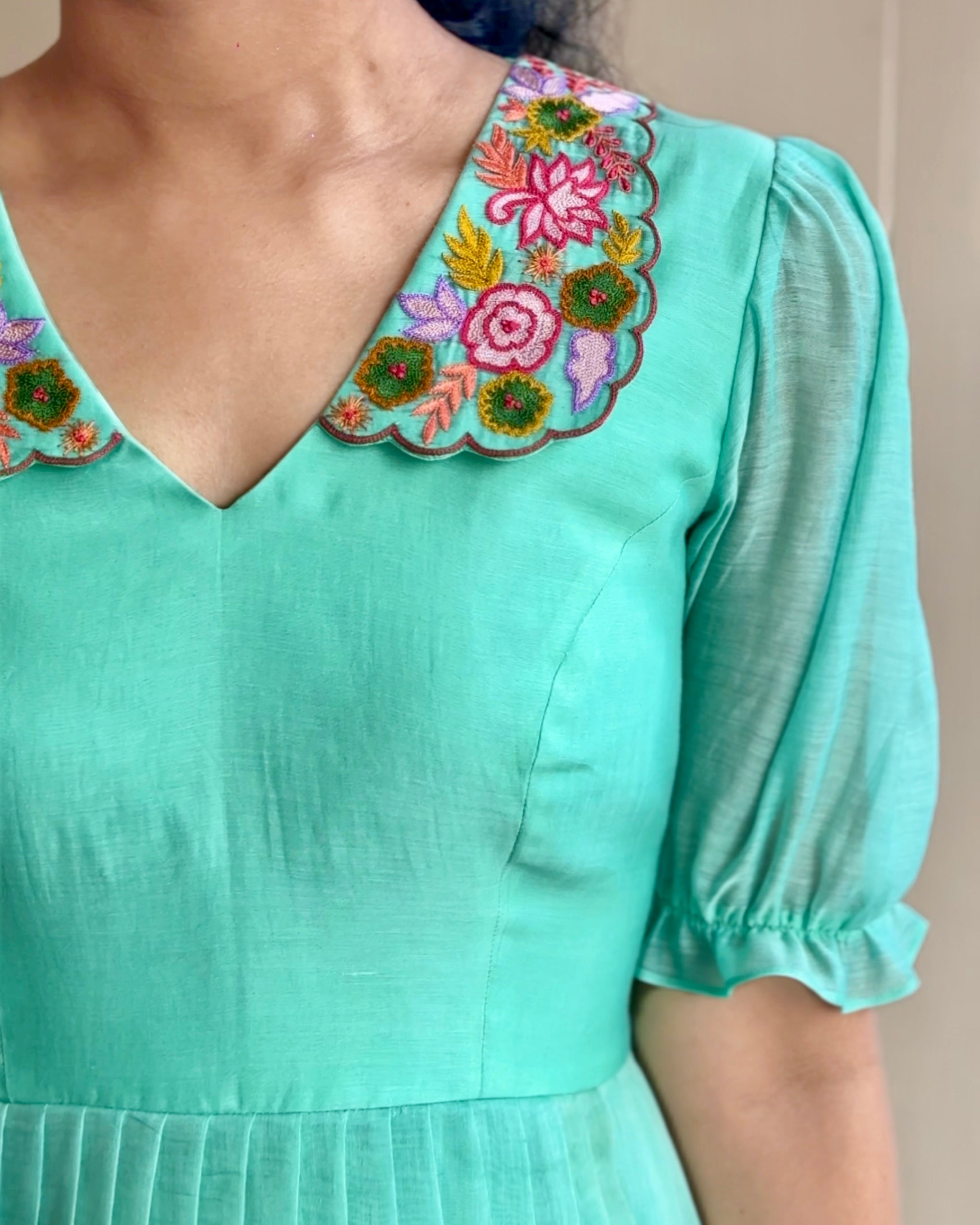 Mint Pleated Dress